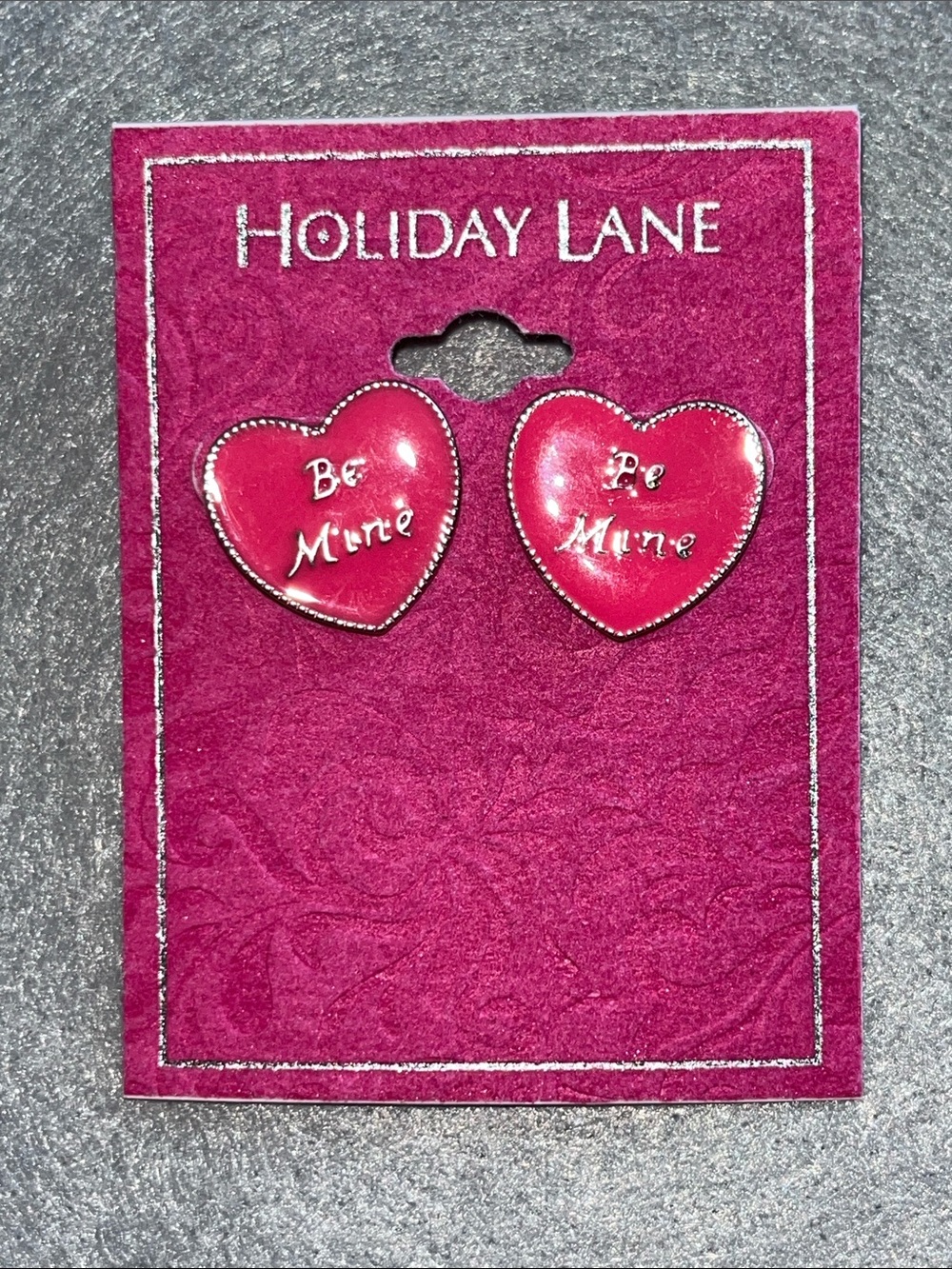 Holiday Lane Pink 'Be Mine' Heart Stud Earrings